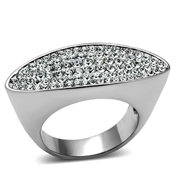 Bijou bague pour femme bague en acier cristaux blancs